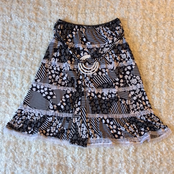 Bali Dresses & Skirts - layered floral and lace ruffle midi skirt